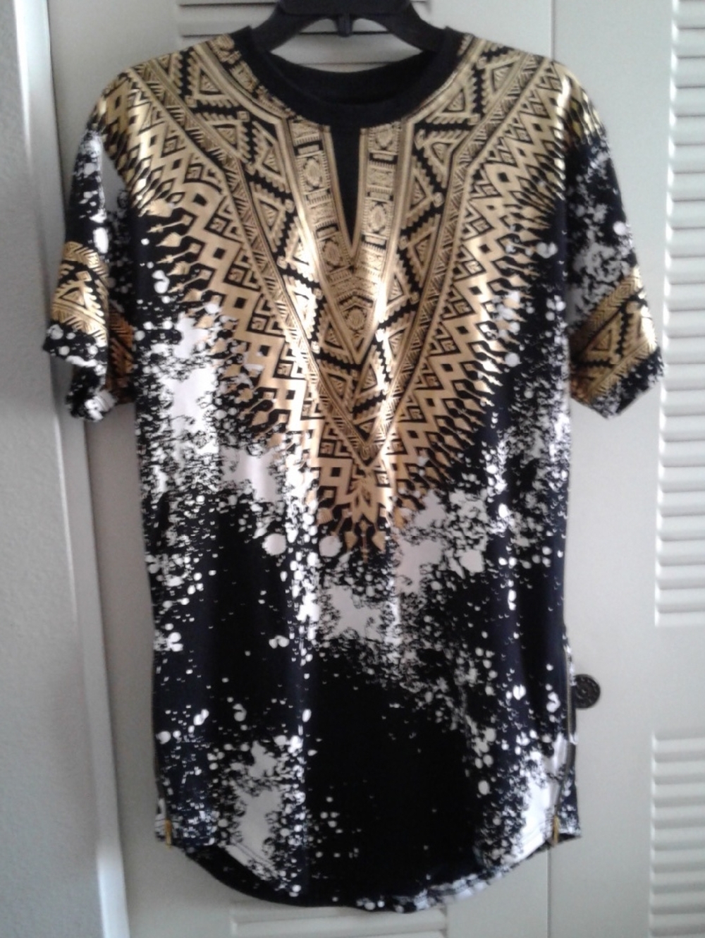 Screenshot Brand, Tribal Black And Gold Splatter Shirt